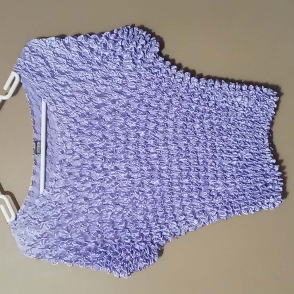 Magic Scarf Purple Short Sleeve Blouse Size 2-22